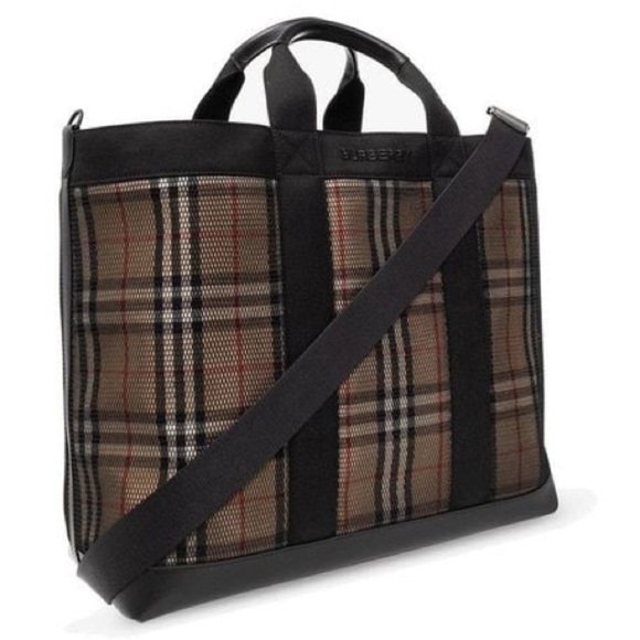 NWT Authentic Burberry Ormond Check Tote Archive Beige Travel Bag - Picture 5 of 16